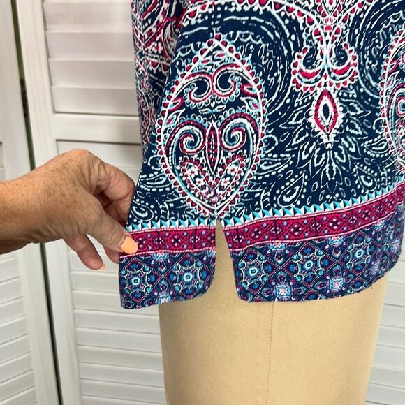 Daniel Rainn Top Small Blue Sleeveless Boho Paisley NWOT - Picture 6 of 16